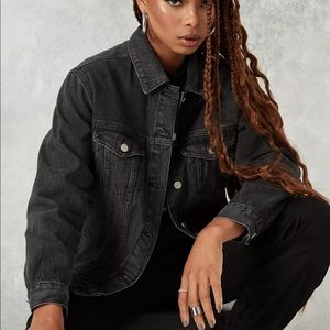 Misguided oversized dark wash denim jacket